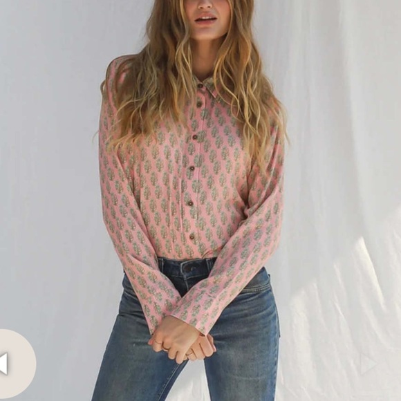 Jen's Pirate Booty Long Sleeve Button Down Daydreamer Amata Blouse Size XS - Picture 5 of 13